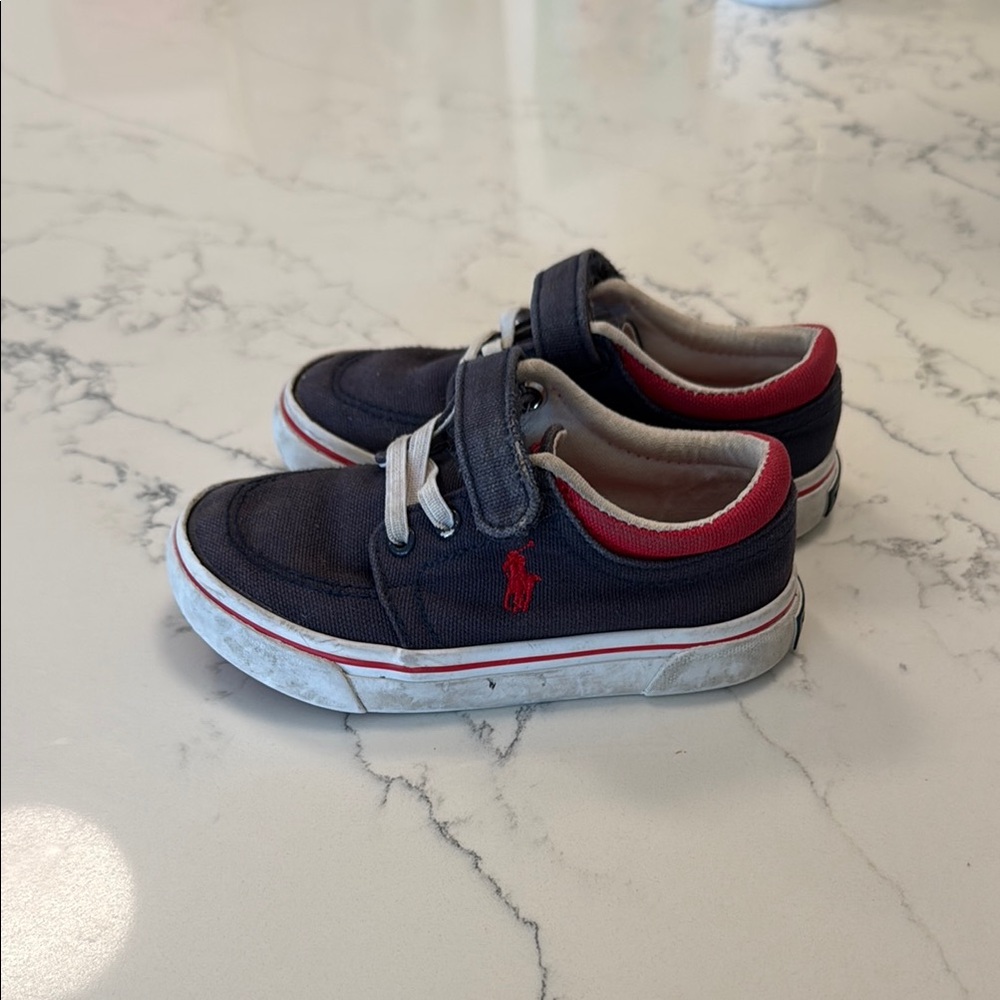 Polo by Ralph Lauren Blue and Red Sneakers with Velcro Strap